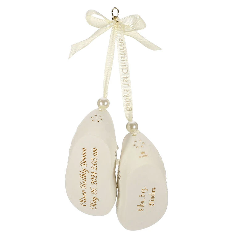 Baby’s First Christmas Booties Porcelain Personalized Ornament - Image 5