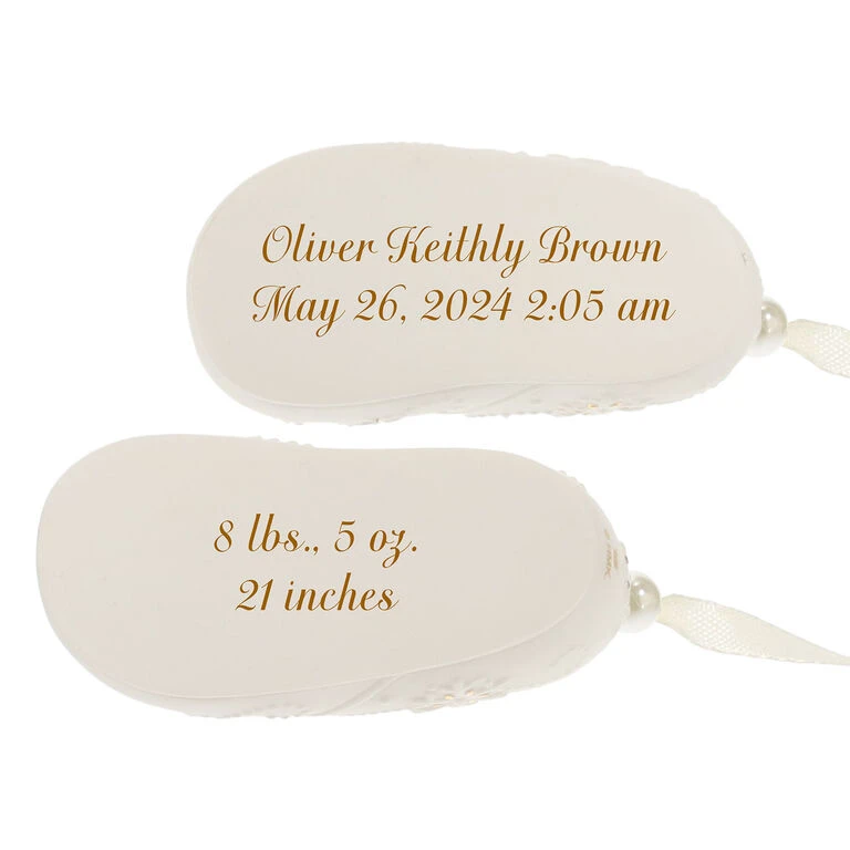 Baby’s First Christmas Booties Porcelain Personalized Ornament - Image 6