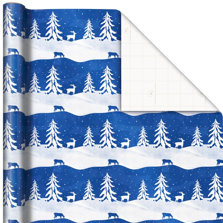 Hallmark Blue And White 3-Pack Holiday Wrapping Paper Assortment, 120 Sq. Ft. - Image 3