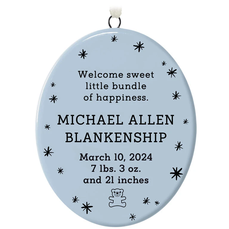 Hallmark Ceramic Personalized Ornament—Vertical Oval