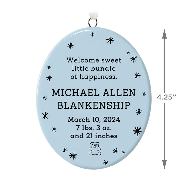 Hallmark Ceramic Personalized Ornament—Vertical Oval - Image 3