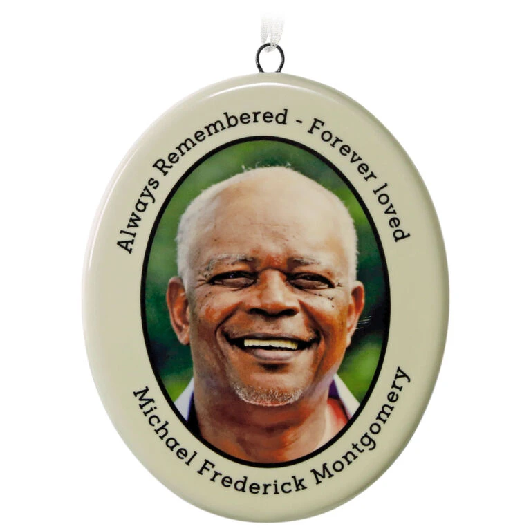 Hallmark Ceramic Text And Photo Ornament—Vertical Oval