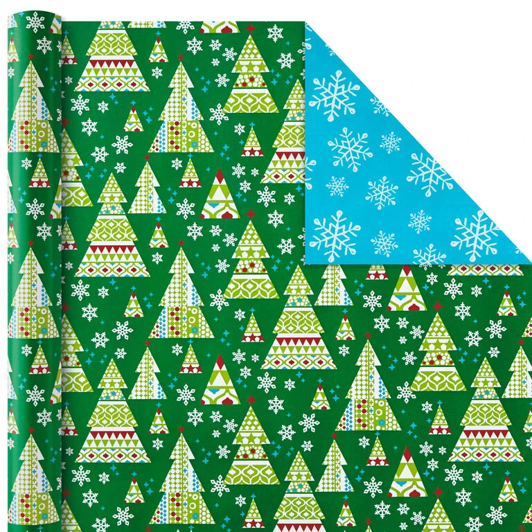 Hallmark Christmas Cheer 4-Pack Reversible Wrapping Paper Assortment, 150 Sq. Ft. - Image 5