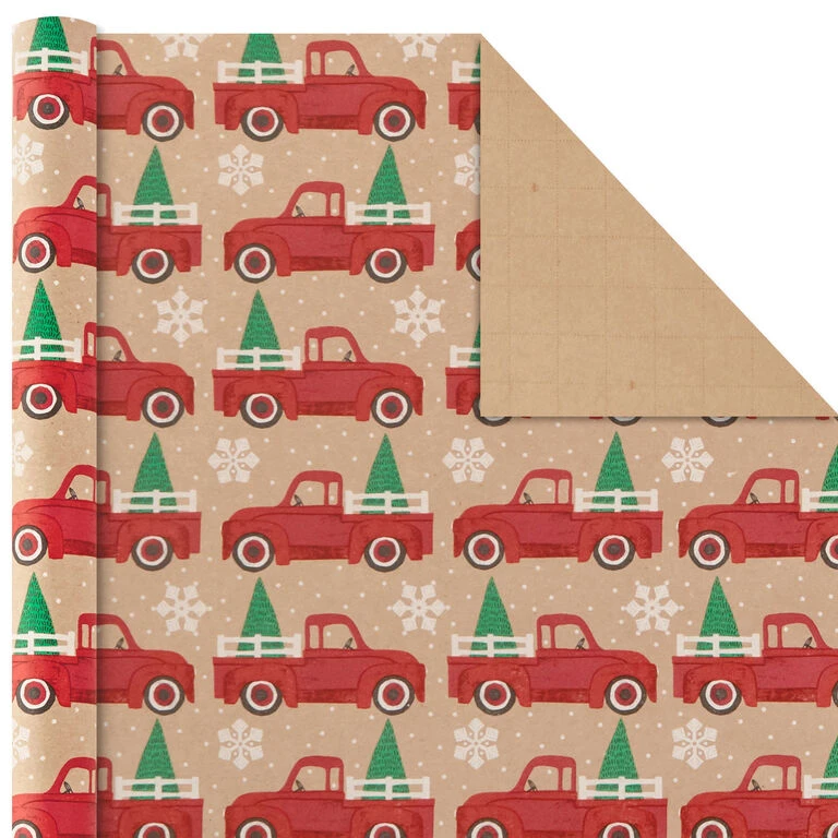 Hallmark Classic Christmas 4-Pack Kraft Wrapping Paper Assortment, 88 Sq. Ft. - Image 6