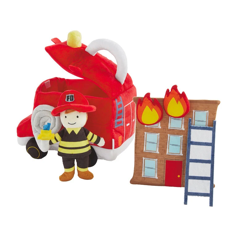 Mud Pie Fire Truck Plush Toy Set, 6 Pieces