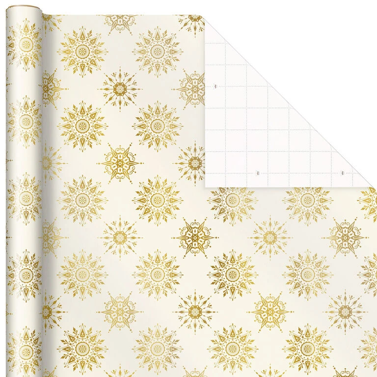 Hallmark Gold And White 6-Pack Holiday Wrapping Paper Assortment, 180 Sq. Ft. - Image 5