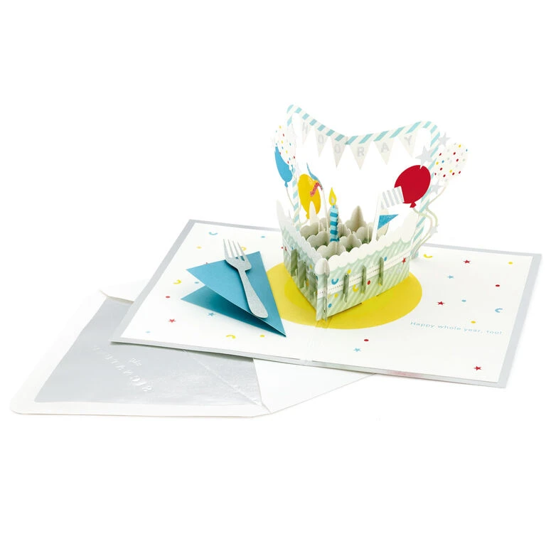 Hallmark Hooray Cake And Balloons 3D Pop-Up Birthday Card - Image 2