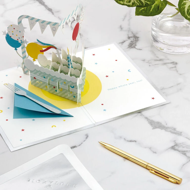 Hallmark Hooray Cake And Balloons 3D Pop-Up Birthday Card - Image 6