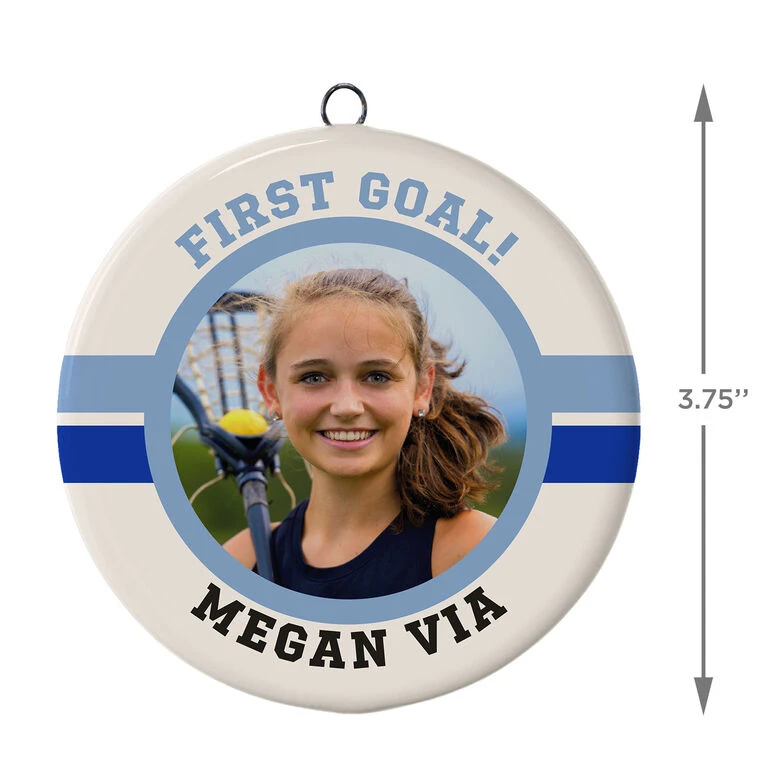 Lacrosse Ceramic Circle Personalized Photo Ornament - Image 3