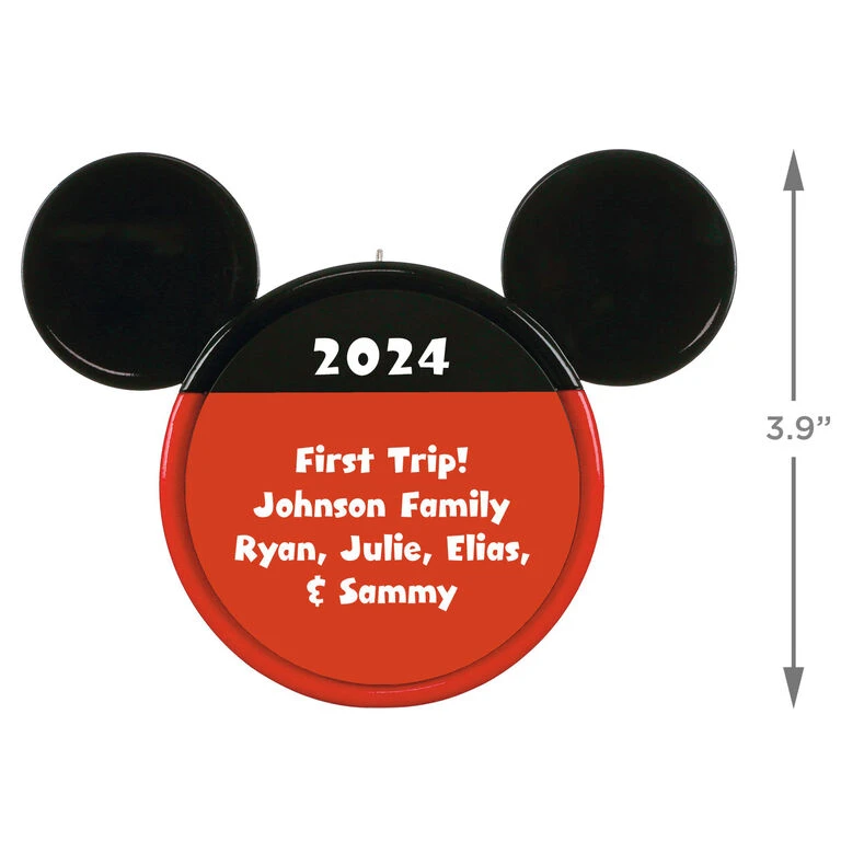 Hallmark Disney Mickey Mouse Ears Silhouette Text Personalized Ornament - Image 3