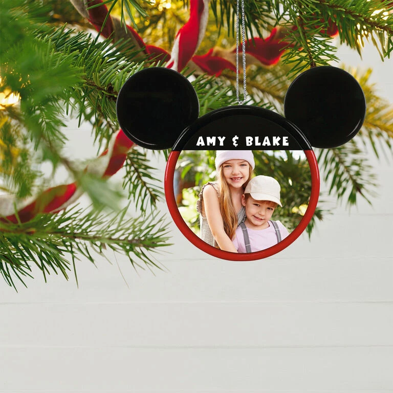 Hallmark Disney Mickey Mouse Ears Silhouette Text And Photo Personalized Ornament - Image 2
