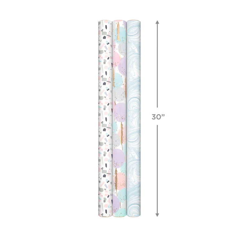 Hallmark Modern Muted 3-Pack Wrapping Paper, 55 Sq. Ft. Total - Image 8