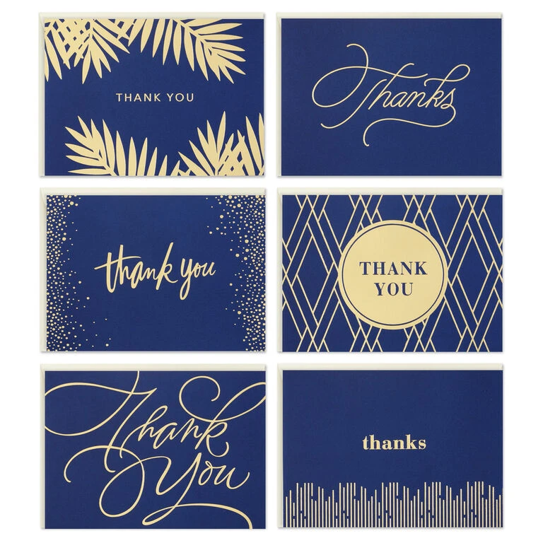 Hallmark Bulk Navy And Gold Assorted Blank Thank-You Notes, Box Of 120 - Image 2