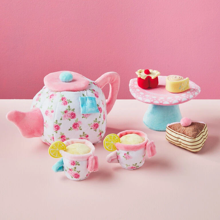 Mud Pie Plush Tea Party Toy Set, 7 Pieces - Image 2