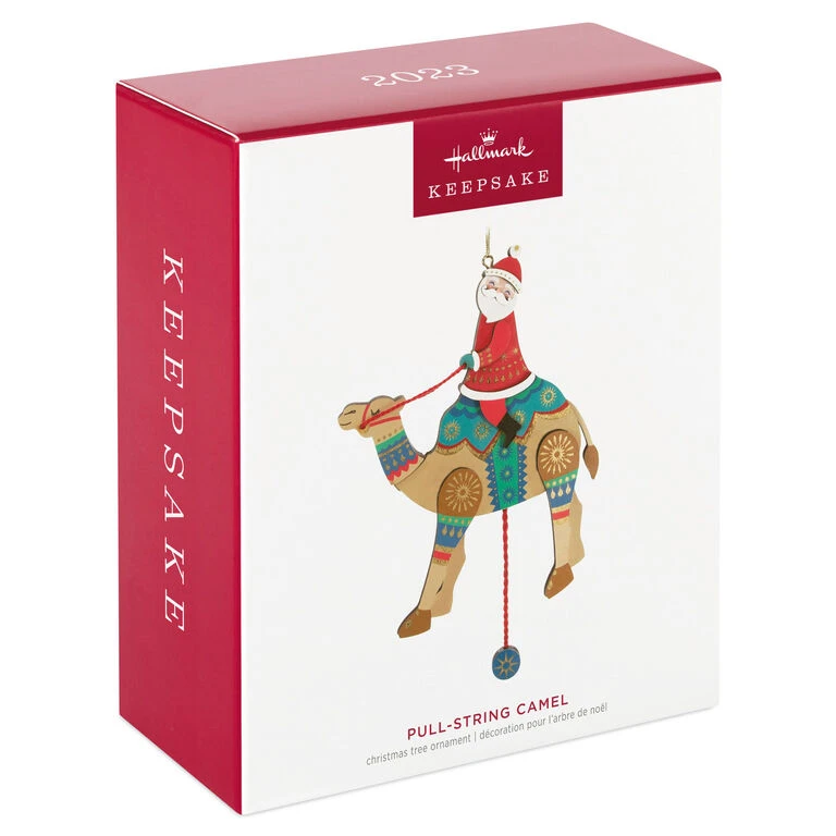 Hallmark Pull-String Camel With Santa Wood Ornament - Image 4