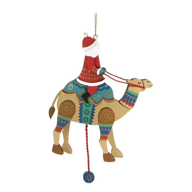 Hallmark Pull-String Camel With Santa Wood Ornament - Image 6