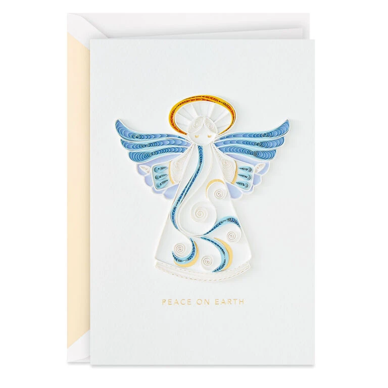 Hallmark Peace On Earth Angel Quilled Paper Handmade Christmas Card