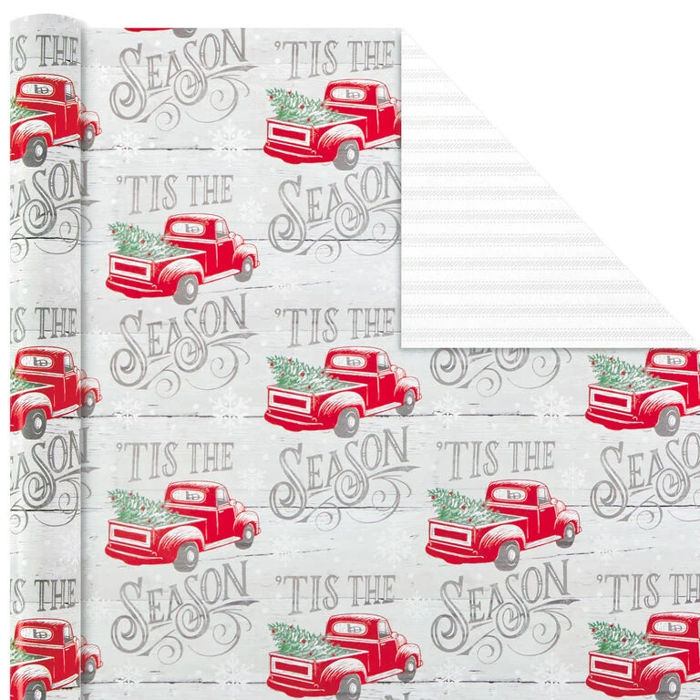 Hallmark Rustic Winter 3-Pack Reversible Metallic Christmas Wrapping Paper, 120 Sq. Ft. - Image 4